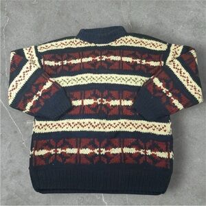 Vtg Fisherman Pullover Sweater M Mens Oversized Chunky Nordic Crochet Handmade